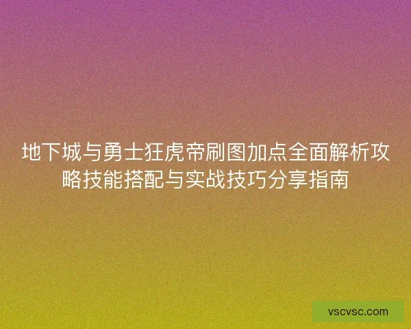 地下城与勇士狂虎帝刷图加点全面解析攻略技能搭配与实战技巧分享指南