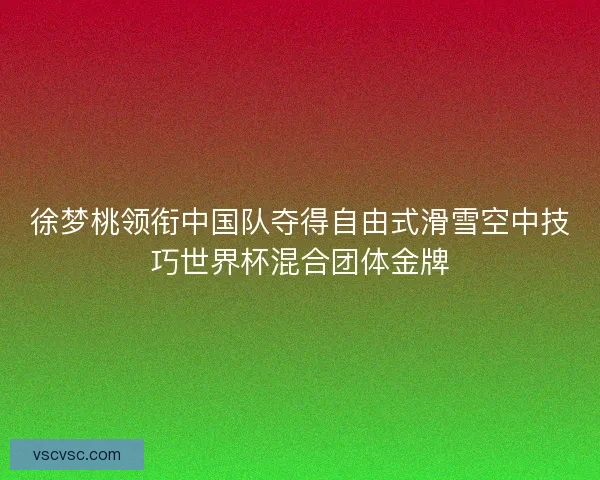 徐梦桃领衔中国队夺得自由式滑雪空中技巧世界杯混合团体金牌 徐梦桃领衔中国队夺得自由式滑雪空中技巧世界杯混合团体金牌
