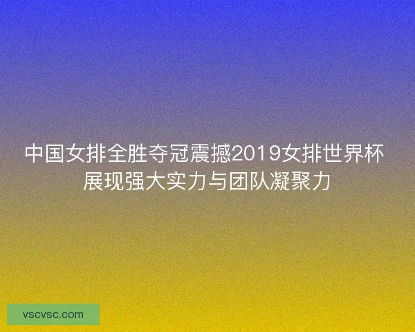 中国女排全胜夺冠震撼2019女排世界杯 展现强大实力与团队凝聚力