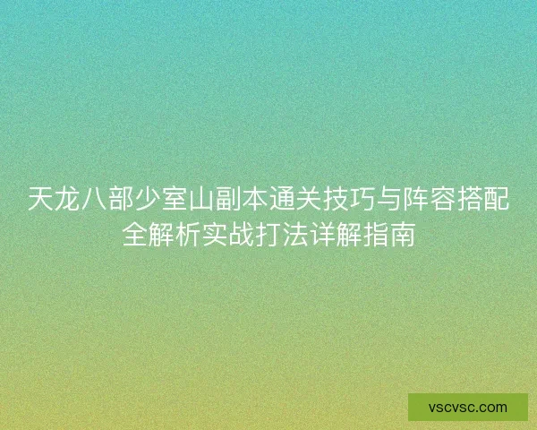 天龙八部少室山副本通关技巧与阵容搭配全解析实战打法详解指南