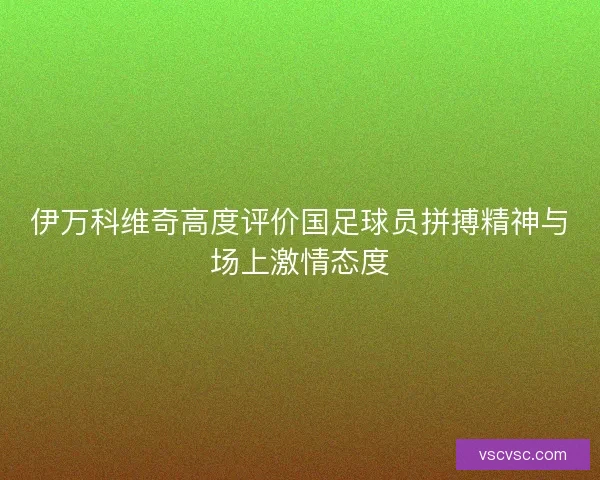 伊万科维奇高度评价国足球员拼搏精神与场上激情态度